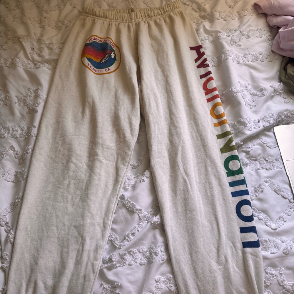 Aviator Nation Cream sweatpants